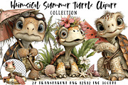 Whimsical Summer Turtle Clipart, an Illustration by OK Design (Thumbnail 1 of 6)