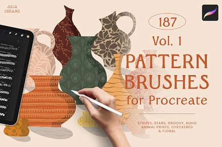 Pattern Brushes For Procreate Vol 1, a Brush Add-On by Julia Dreams