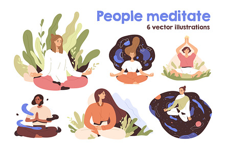Women meditating concept, a Person Illustration by Good Studio