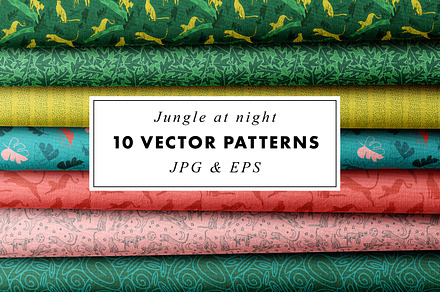 Jungle at night 10 Vector Patterns