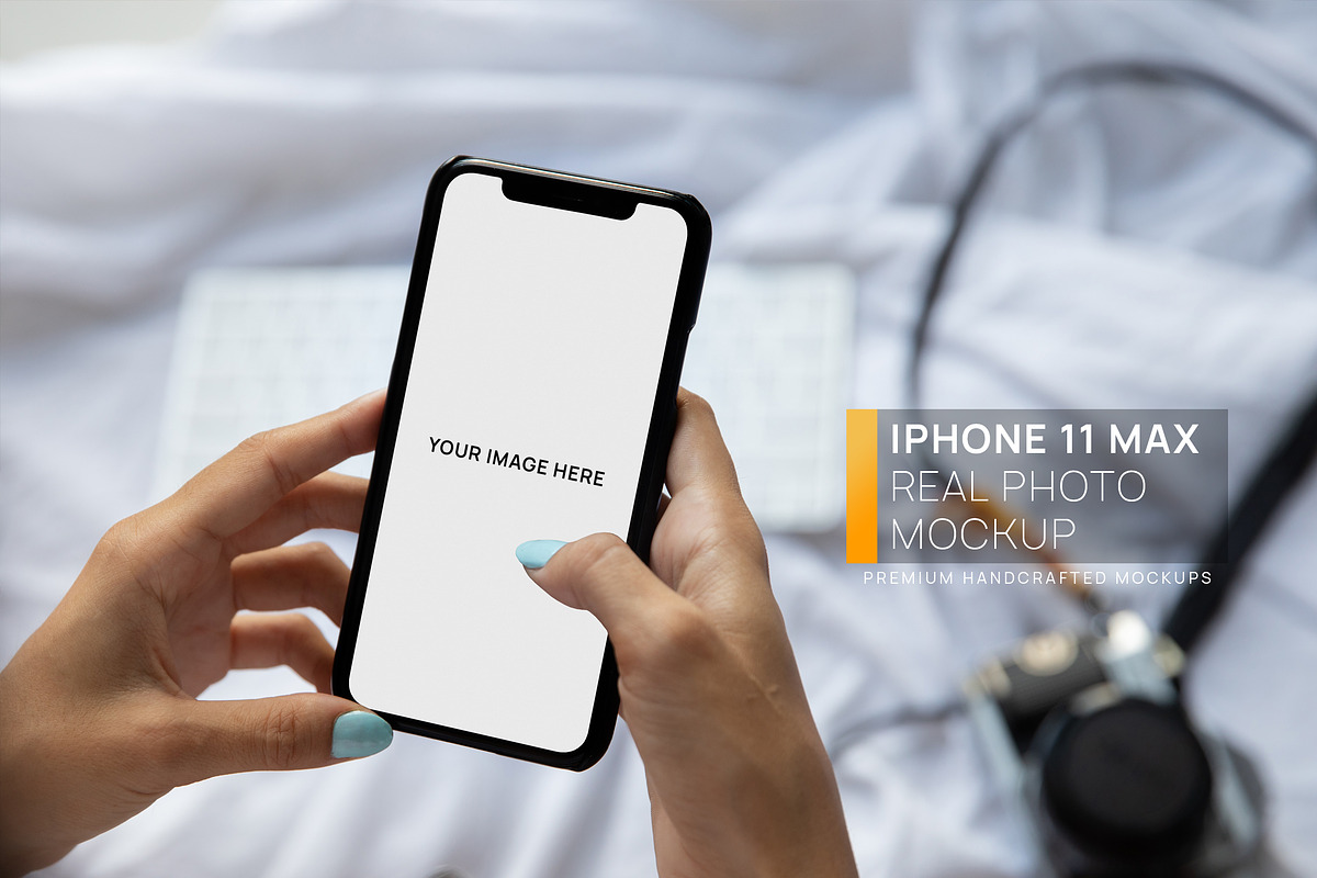 iPhone Max in Hands Photo Mockup, an iPhone Mockup by Edito