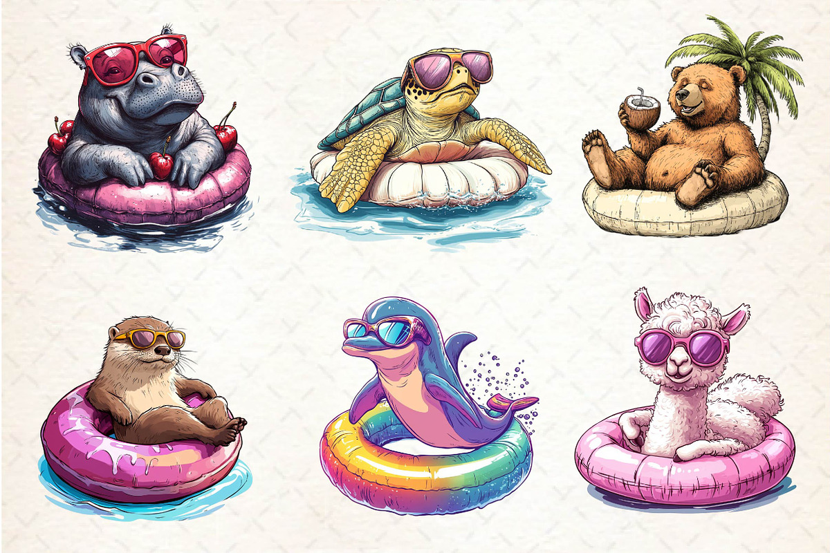Summer Animals on Float Sublimation, an Illustration by Dream Creation (Photo 2 of 6)