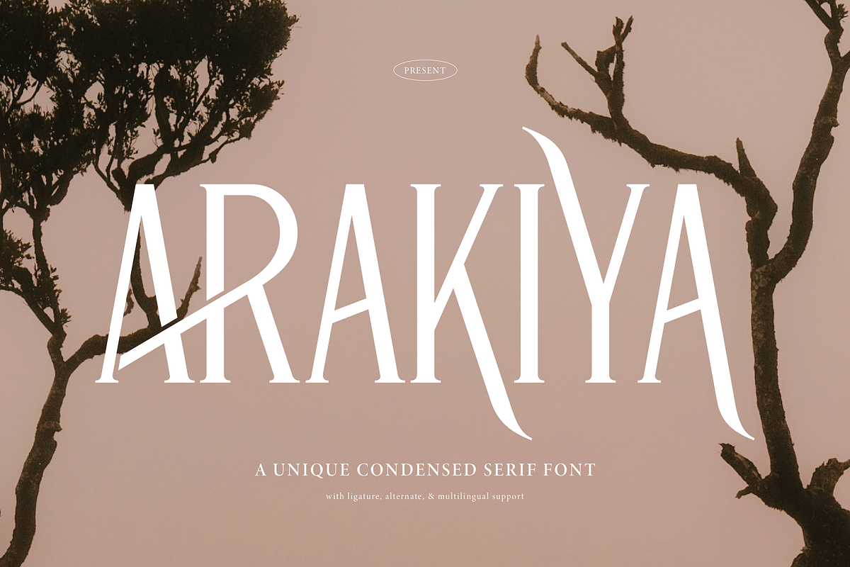 Arakiya | Unique Condensed Serif, a Serif Font by Denustudios (Photo 1 of 15)
