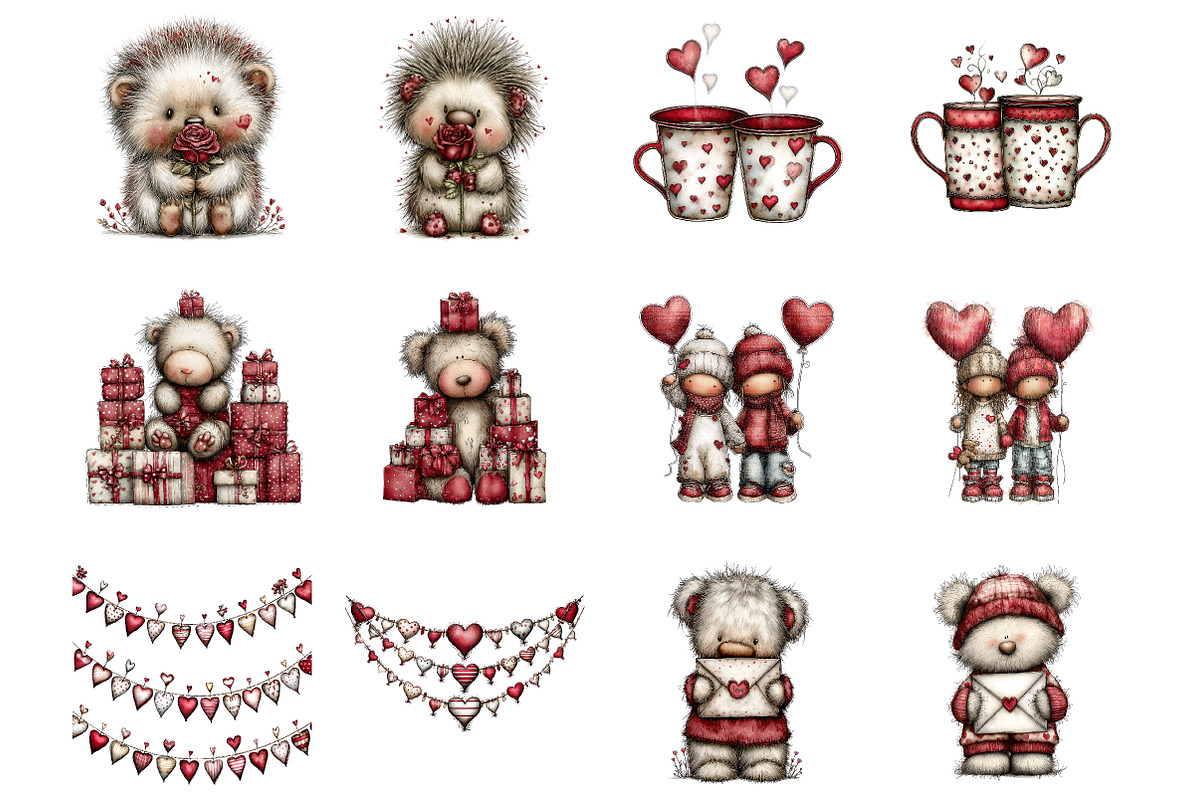 Whimsical valentines day clip art, an Illustration by SinaCreation (Photo 2 of 11)
