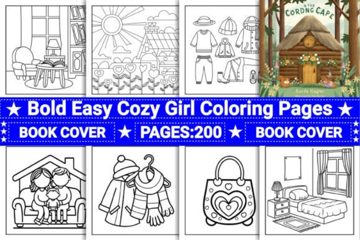 Bold Easy Cozy Girl Coloring Pages, an Illustration by shopcosm (Photo 2 of 2)