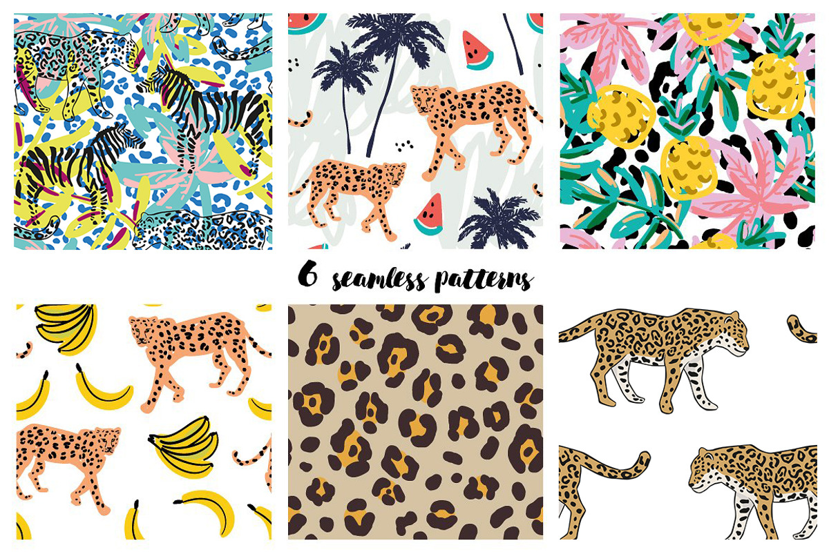 Leopard, zebra & palm leaves, an Animal Illustration by OJardin (Photo 4 of 5)