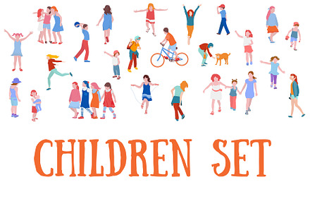 A set of illustrations of children