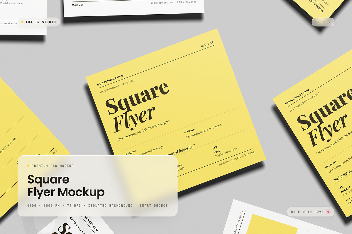Square Flyer Mockup, an Advertising Mockup by Toasin Studio (Photo 1 of 7)