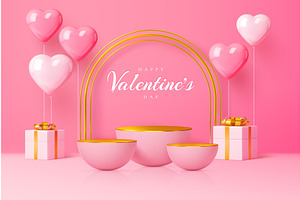 3d pink Valentine day podium, a Decorative Illustration by Buch&Bee