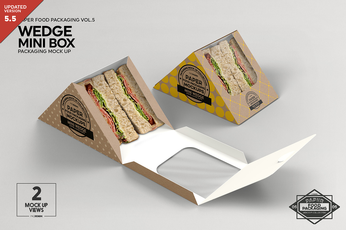 Sandwich Mini Wedge Packaging Mockup, a Product Mockup by INCDesign (Photo 1 of 9)