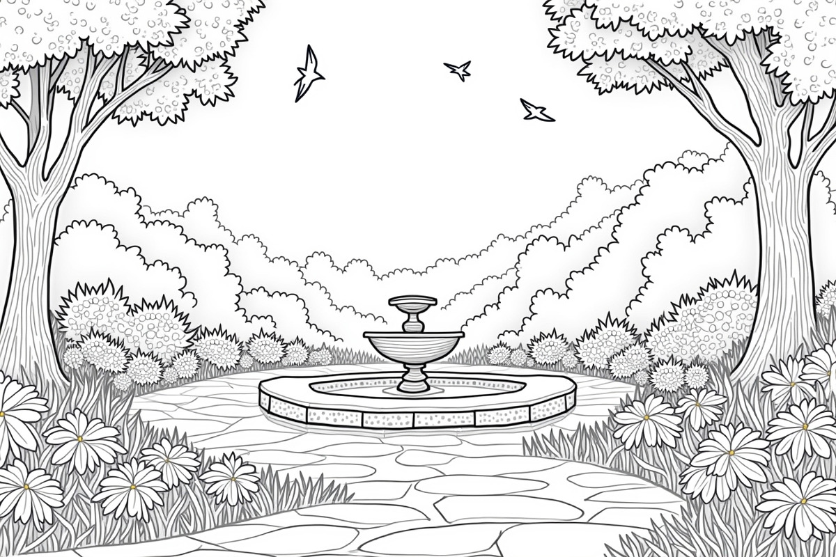 Peaceful Garden Line Art Coloring Se, an Illustration by Designs_River (Photo 4 of 7)