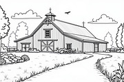 Vintage Farmhouse Sketch Bundle, an Illustration by hafijul (Thumbnail 3 of 7)