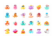 Octopus Cartoon Sticker Set, an Emoji Icon by Vectors Market (Thumbnail 5 of 6)