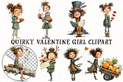 Quirky Valentine Girl Clipart, an Illustration by OK Design (Thumbnail 2 of 6)