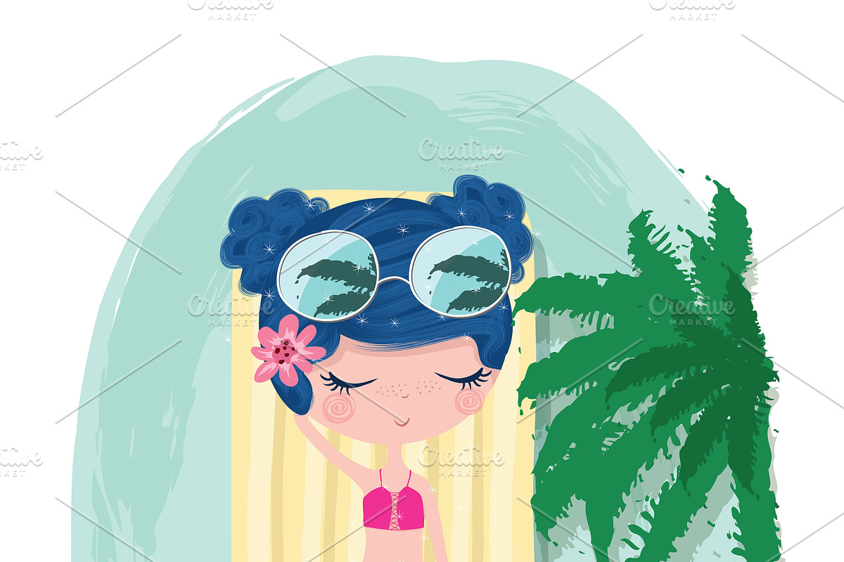 set with cartoon girls - cute girls, a Person Illustration by StudioLondon (Photo 4 of 9)