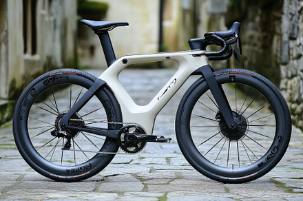 A sleek, modern bicycle with a minimalist design, featuring aerodynamic frame a, a Transportation Photo by Textures & Backgrounds