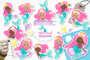 Mermaid Squad, an Illustration by PrettyBundles