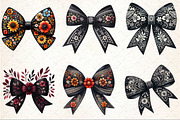 Folk Art Black Bow Flowers Clipart, an Illustration by Rose Art (Thumbnail 3 of 4)