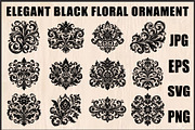 Baroque Black Floral Ornament Set, an Object Graphic by Designer_Momina (Thumbnail 1 of 13)