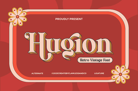 Hugion - Retro Vintage Font, a Font by Flawless And Co
