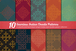 10 Seamless Indian Doodle Patterns