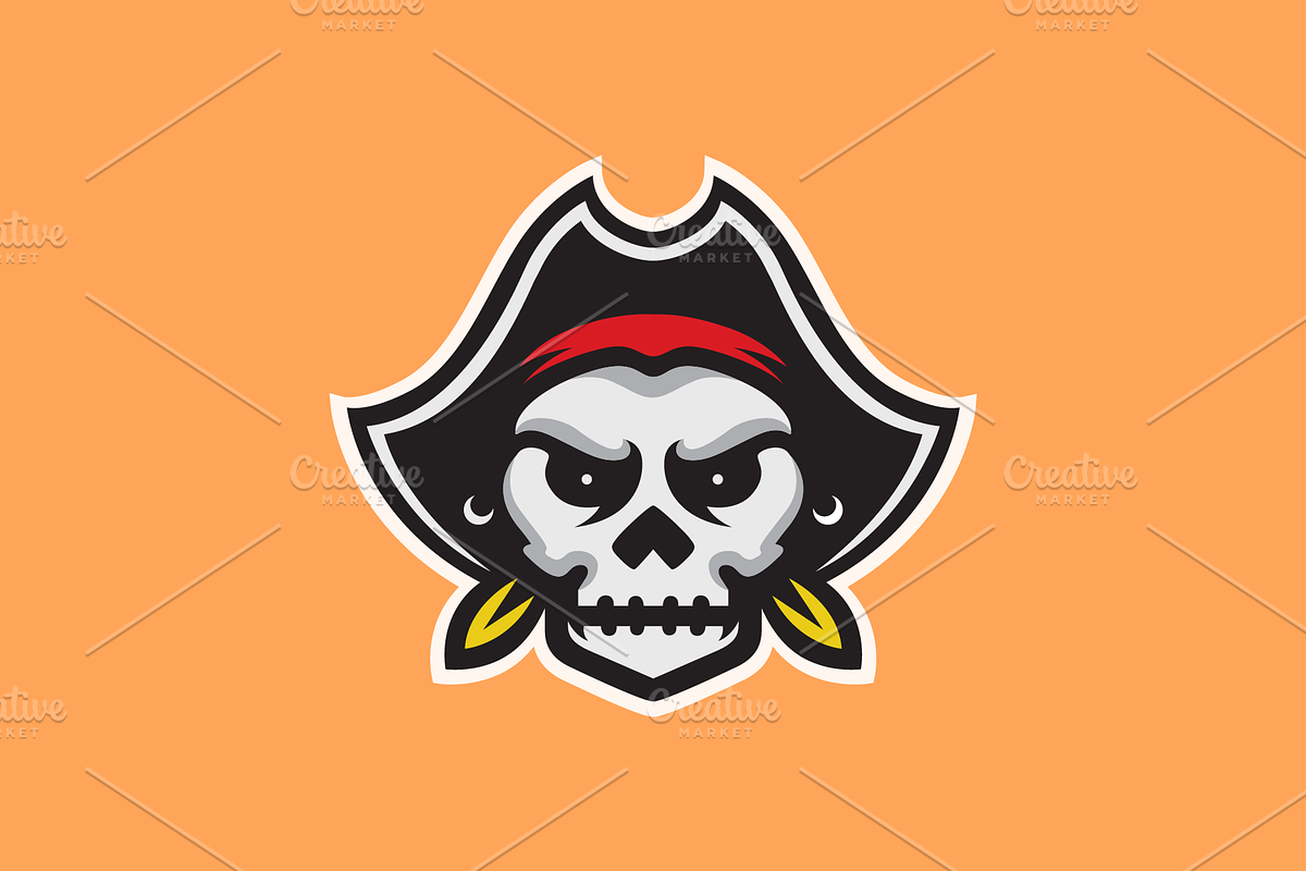 skull pirate head mascot logo, a Branding & Logo Template by devastd