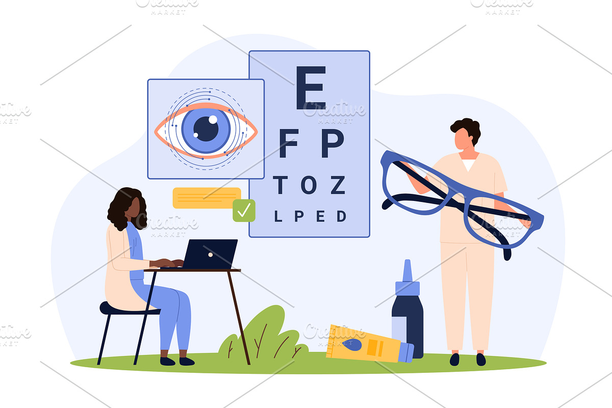 Eye health care, ophthalmology, a Healthcare Illustration by Flashvector