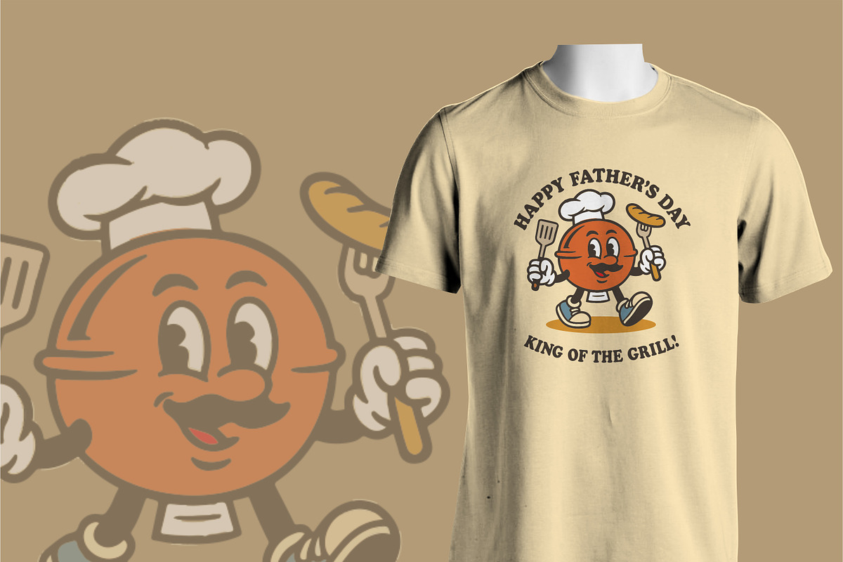 Father’s Day Retro BBQ Character, a Seasonal Illustration by Dikdoots (Photo 2 of 3)
