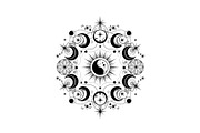 Moon Phase Mandala SVG Bundle, an Illustration by yasushie (Thumbnail 11 of 31)