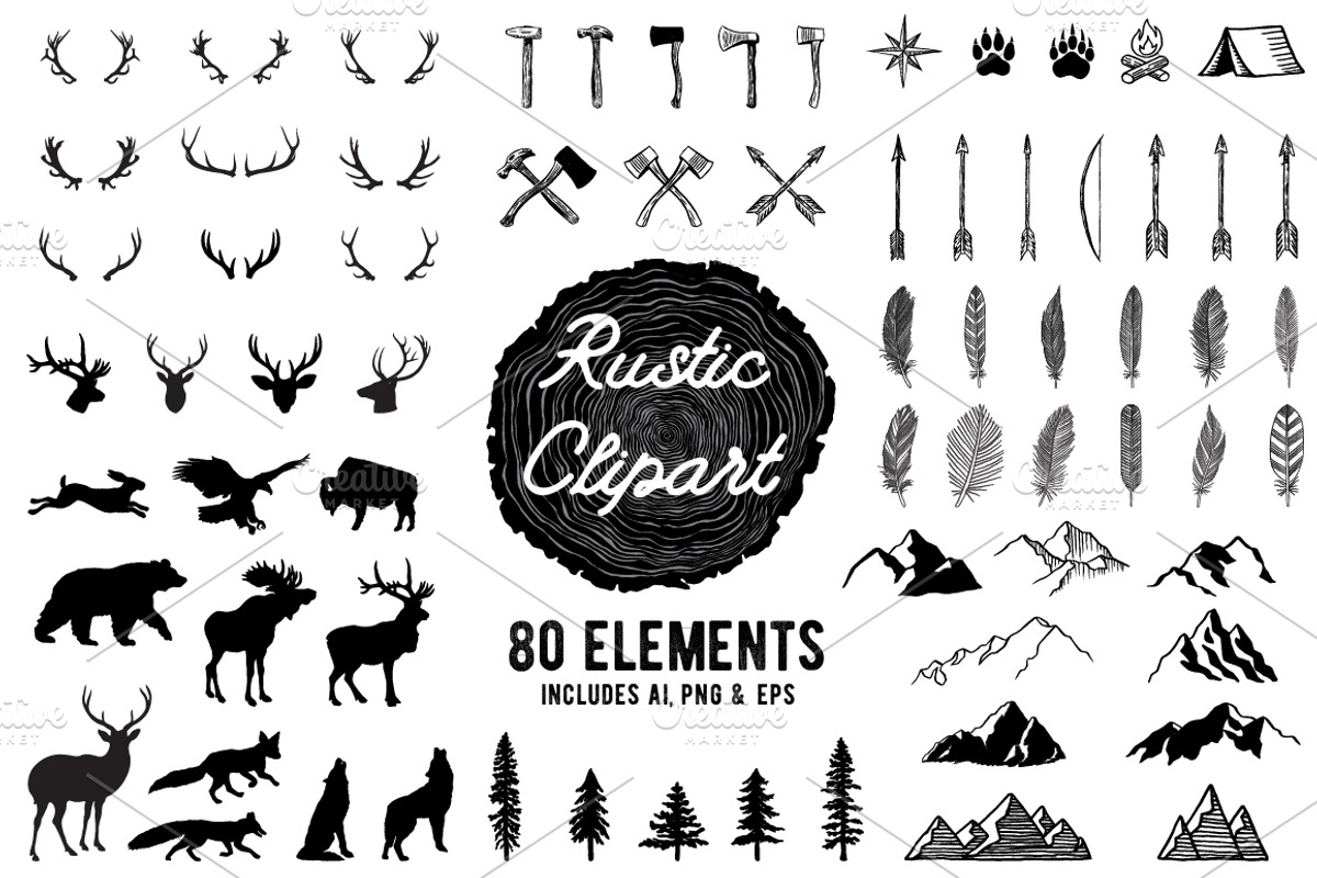 Rustic Clipart Volume 1 - AI PNG EPS, an Object Graphic by BirDIY Design (Photo 1 of 11)