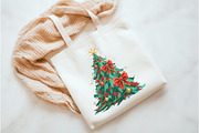 Coquette Glitter Christmas Tree Png, an Illustration by Watercolor design (Thumbnail 3 of 6)