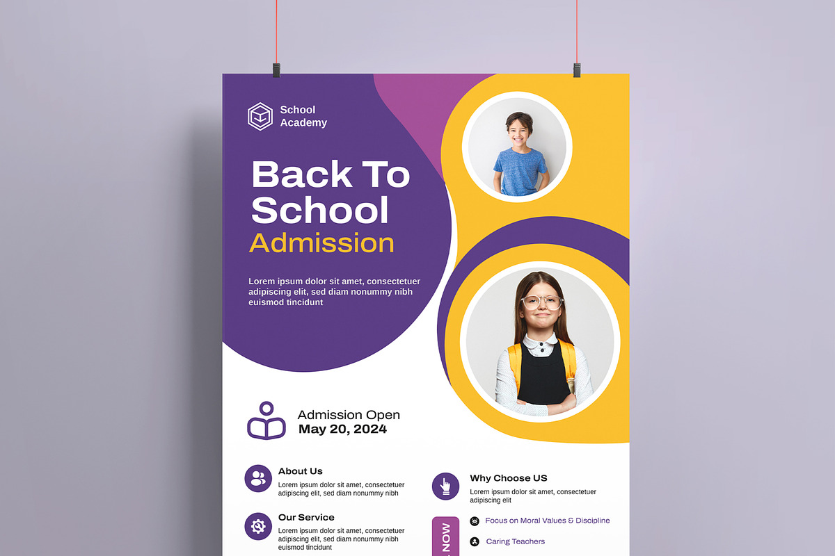 Back To School Admission Poster, a Flyer Template by MightyDesign (Photo 2 of 8)