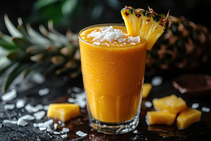 Refreshing Pineapple Coconut Smoothi, a Food & Drink Photo by Pixeness Studio