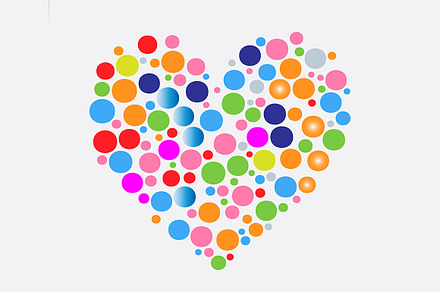 colorful  bubbles inside heart