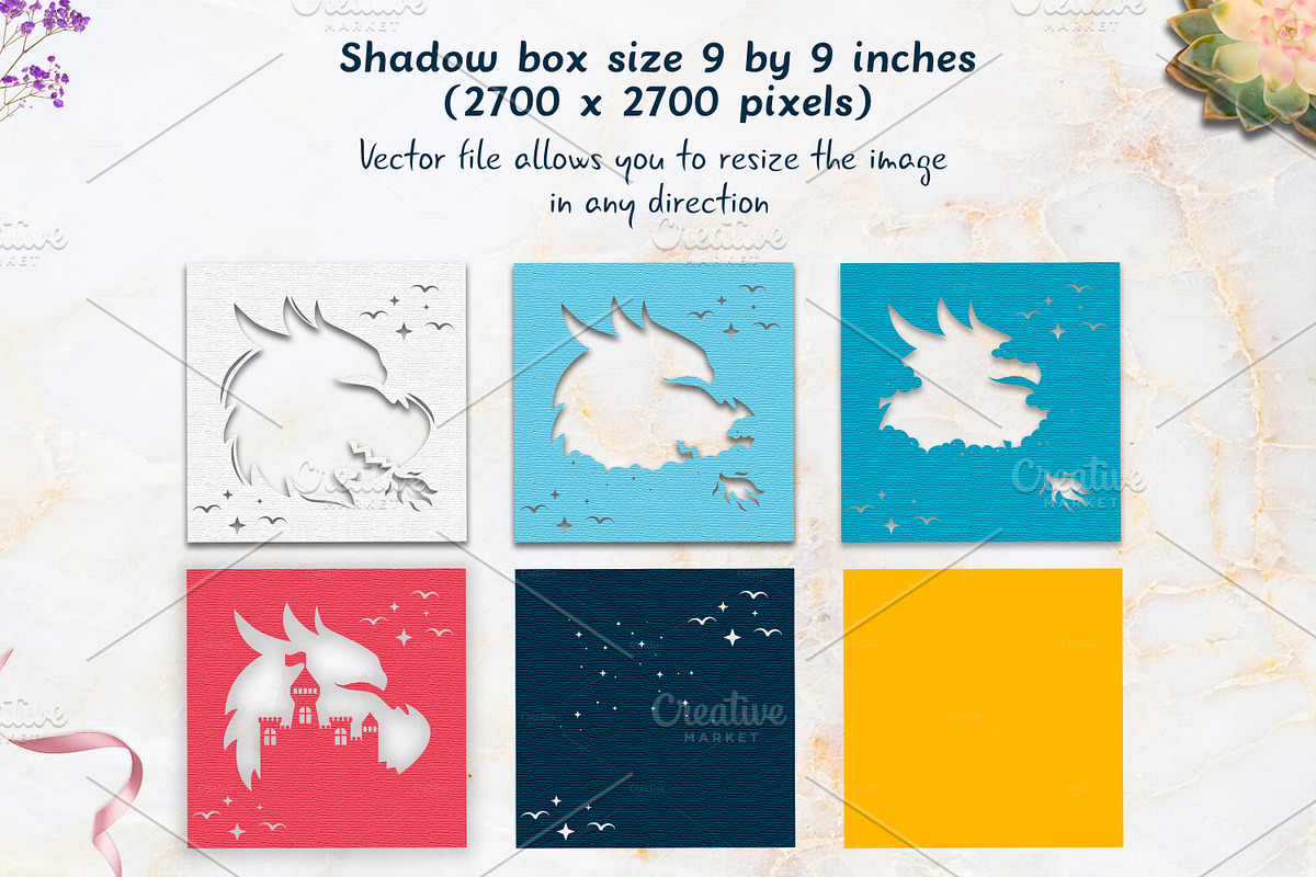 3D Papercut Dragon head with castle, a Card Template by Boo Guevara Shop (Photo 2 of 3)