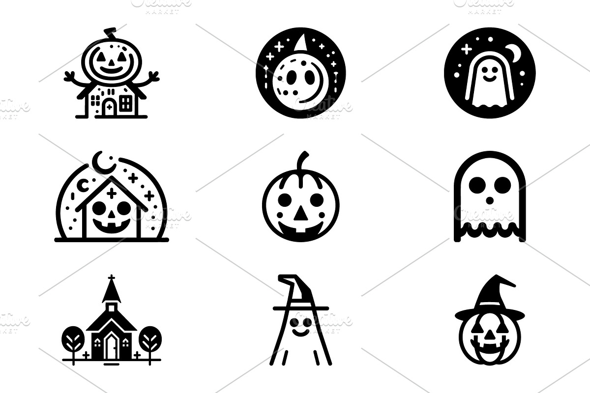 Minimalist Black Halloween Icons, an Icon by Vectorium Studio