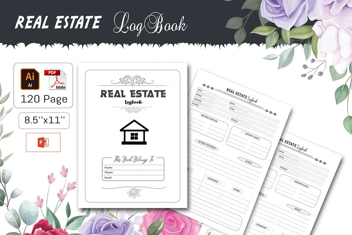 Real Estate Logbook, a Stationery Template by design_hut