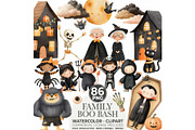 Cute Halloween Family Clipart, an Illustration by CharmClipart (Thumbnail 1 of 8)