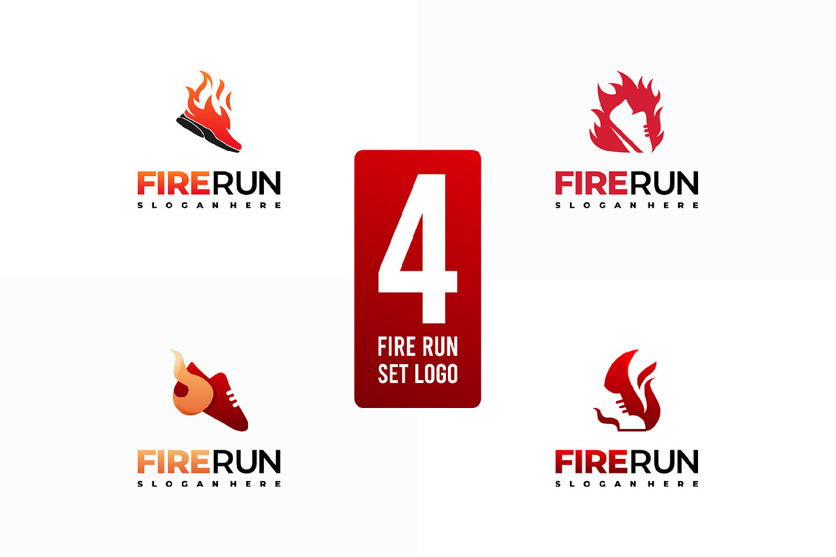 Set of Burning running shoe logo, a Branding & Logo Template by Lucky Creative (Photo 1 of 5)