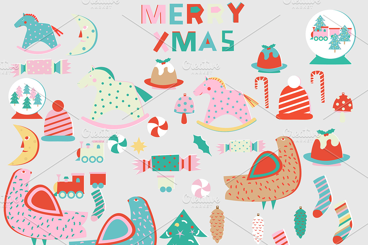 Merry Christmas. 50 BONUS elements, a Pattern Graphic by Lineli (Photo 2 of 10)