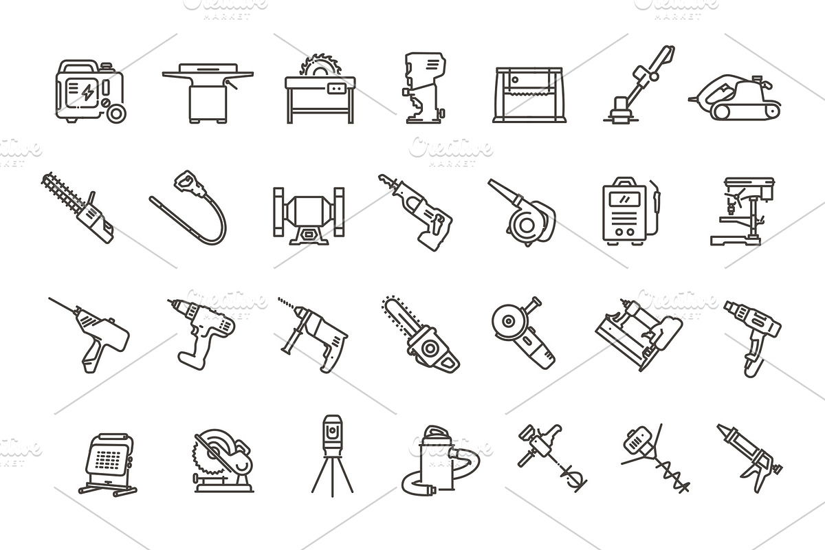 Work and construction tools, an Outline Icon by Tettygreen (Photo 2 of 2)