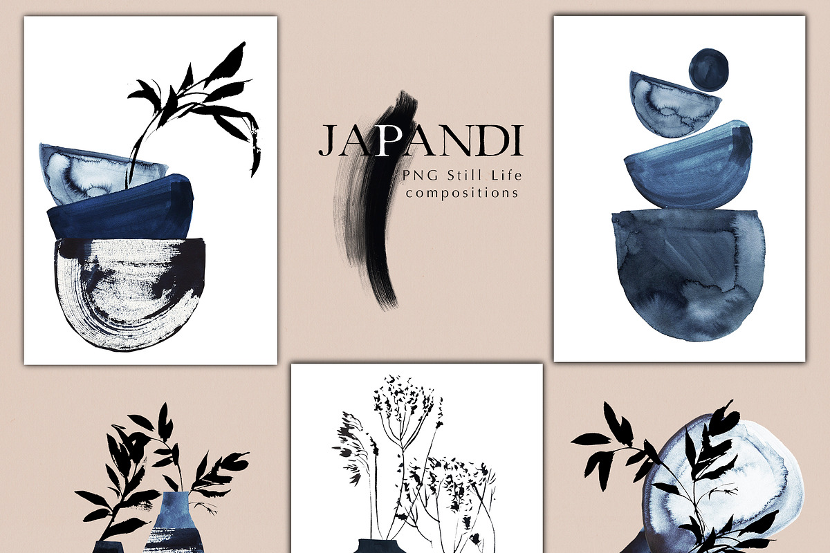 Japandi Abstract Watercolor Clip Art, a Decorative Illustration by whiteheartdesign (Photo 3 of 24)
