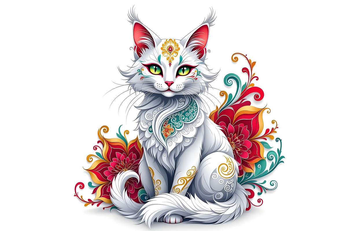 White Exotic Cat, an Animal Illustration by Sharon Schwalbe (Photo 2 of 2)