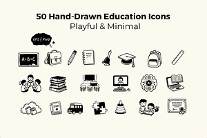 Hand-Drawn Education Icons Set, an Education Illustration by Imran Haroon