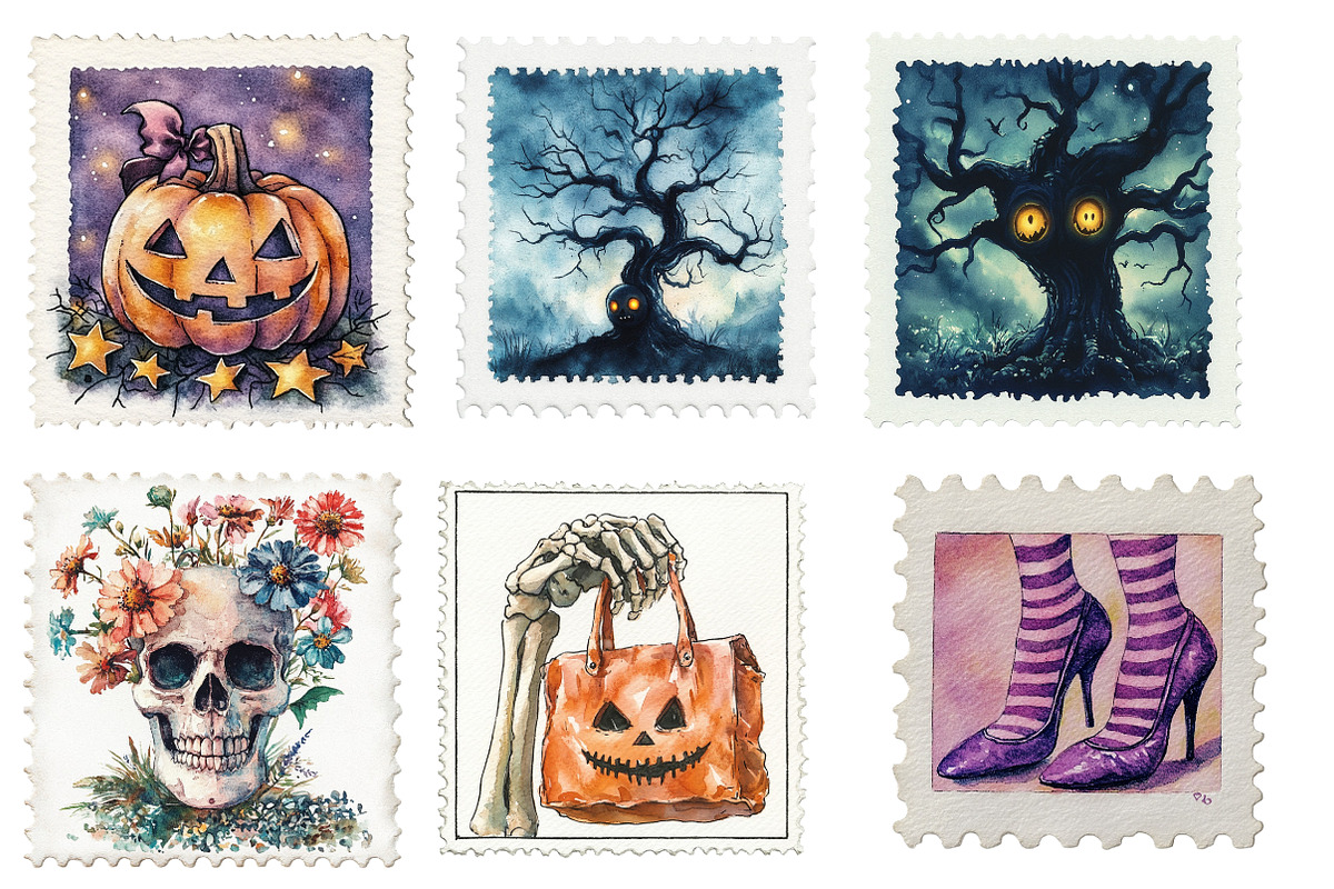 Halloween postage stamp clipart, an Illustration by Designworld (Photo 3 of 6)