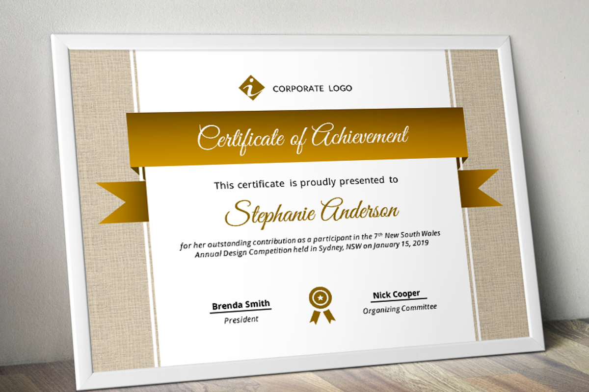Burlap certificate template (pptx), a Stationery Template by Inkpower (Photo 5 of 6)