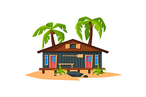 Beach Bungalow on Coast of Sea or, an Object Illustration by TopVectors
