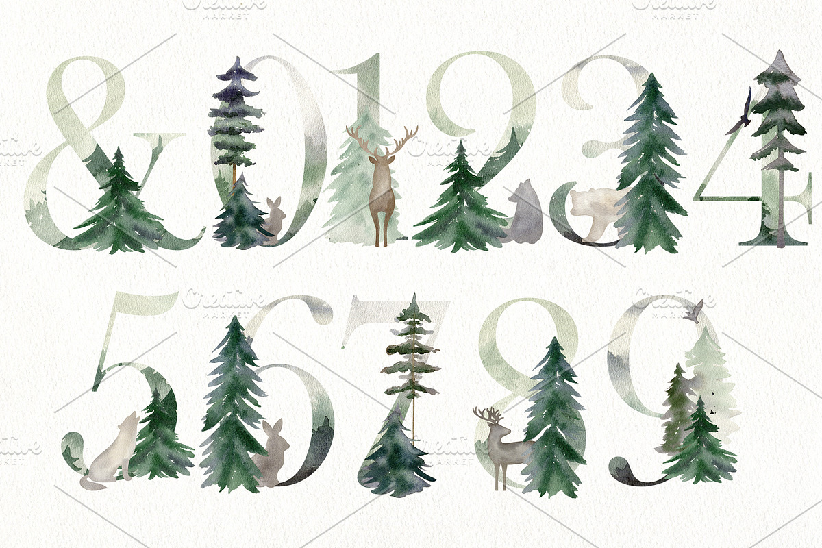 Watercolor forest., an Animal Illustration by TaPilipa (Photo 8 of 10)