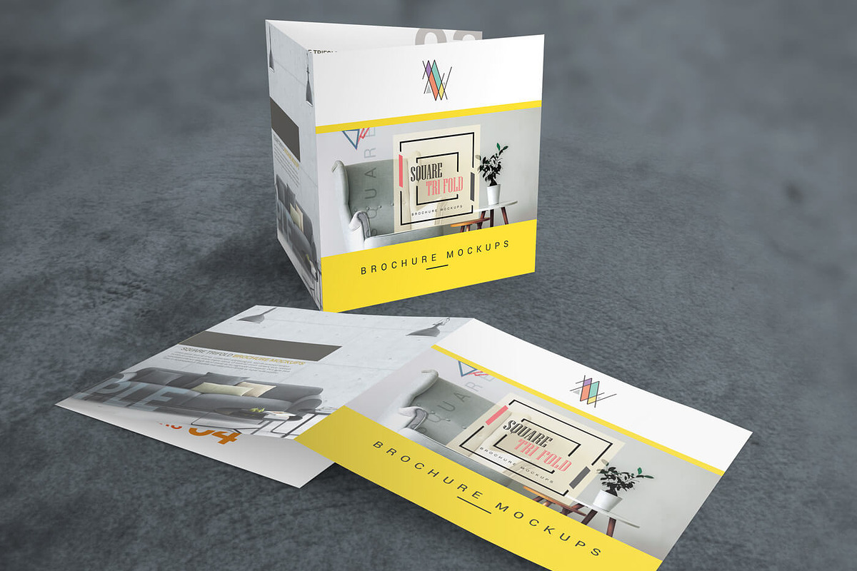 Square Trifold Brochure Mockups, a Mockup by Vectogravic Design