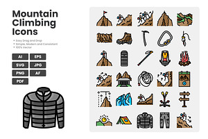 Mountain Climbing Colored Icon Pack, a Duotone Icon by erifqizeicon